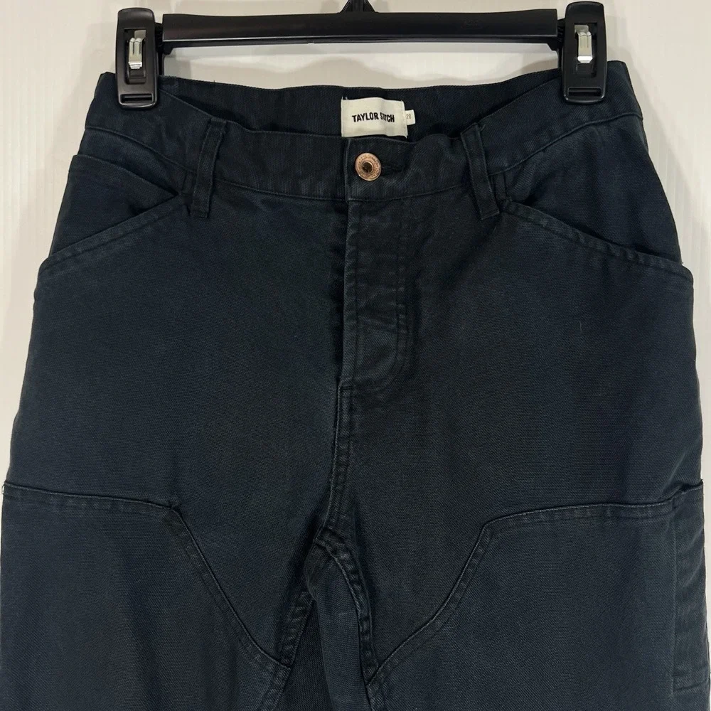Taylor Stitch Chore Pants Mens Size 28 Black Wash Button Fly Straight Tapered
